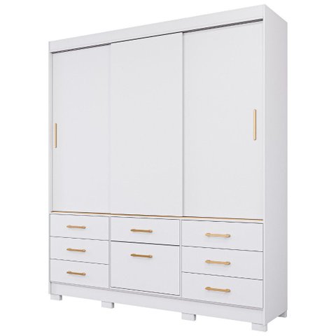 Guarda Roupa Lais 3 Portas de Correr 7 Gavetas Mdf