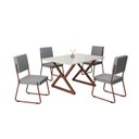 Ver imagem 2 de Conjunto Sala de Jantar Mesa 120x90cm Base Império Tampo MDF Laca com Vidro Napoli Marrom/Grafite