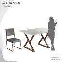 Ver imagem 5 de Conjunto Sala de Jantar Mesa 120x90cm Base Império Tampo MDF Laca com Vidro Napoli Marrom/Grafite