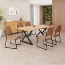 Ver imagem 1 de Conjunto Sala de Jantar Mesa 160x90cm Base Império Tampo MDF Napoli Preto/Marrom