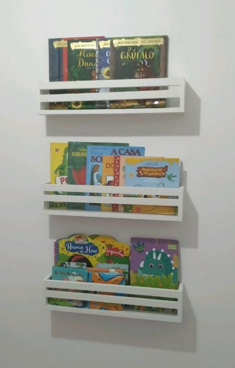 Kit 4 Prateleiras Organizadoras de Livros de Criança Nicho Revisteiro de Parede Infantil Estante de  - 5
