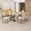 Ver imagem 1 de Conjunto Sala de Jantar Mesa 160x90cm Base Império Tampo MDF Napoli Preto/Creme