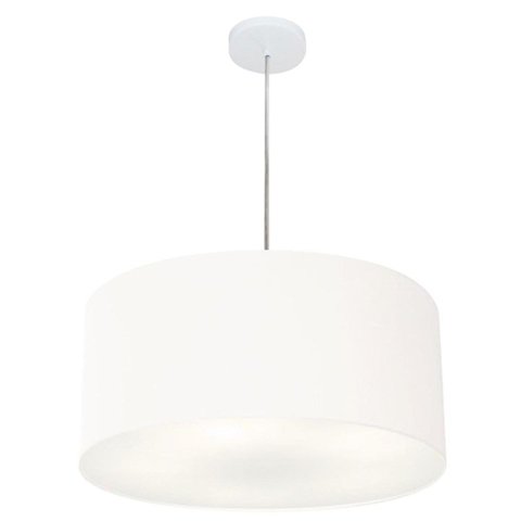 Lustre Pendente Cilíndrico Vivare Md-4100 Cúpula em Tecido 50x25cm - Branco - Bivolt