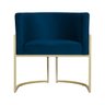 Poltrona Luana Veludo Azul Marinho Base Metálica Dourada - Belliv Decor - 2