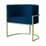 Poltrona Luana Veludo Azul Marinho Base Metálica Dourada - Belliv Decor - 1