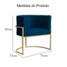 Poltrona Luana Veludo Azul Marinho Base Metálica Dourada - Belliv Decor - 4
