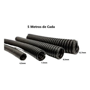 Kit 20M Tubo Espaguete Corrugado Automotivo com Corte