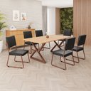 Ver imagem 1 de Conjunto Sala de Jantar Mesa 160x90cm Base Império Tampo MDF Napoli Marrom/Preto