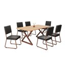 Ver imagem 2 de Conjunto Sala de Jantar Mesa 160x90cm Base Império Tampo MDF Napoli Marrom/Preto