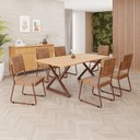 Ver imagem 1 de Conjunto Sala de Jantar Mesa 160x90cm Base Império Tampo MDF Napoli Marrom