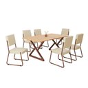 Ver imagem 2 de Conjunto Sala de Jantar Mesa 160x90cm Base Império Tampo MDF Napoli Marrom/Creme