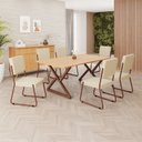 Ver imagem 1 de Conjunto Sala de Jantar Mesa 160x90cm Base Império Tampo MDF Napoli Marrom/Creme