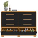 Ver imagem 2 de Cômoda Sapateira Siena 6 Gavetas Carvalho Americano Preto Tx - Incorplac