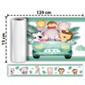 Kit 3 Faixas Decorativas Papel Parede Infantil Animais Carro Titulo Verde - 6