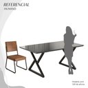 Ver imagem 5 de Conjunto Sala de Jantar Mesa 160x90cm Base Império Tampo MDF Laca com Vidro Napoli Preto/Marrom