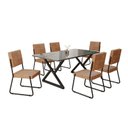 Ver imagem 2 de Conjunto Sala de Jantar Mesa 160x90cm Base Império Tampo MDF Laca com Vidro Napoli Preto/Marrom