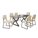 Ver imagem 2 de Conjunto Sala de Jantar Mesa 160x90cm Base Império Tampo MDF Laca com Vidro Napoli Preto/Creme