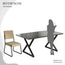 Ver imagem 5 de Conjunto Sala de Jantar Mesa 160x90cm Base Império Tampo MDF Laca com Vidro Napoli Preto/Creme
