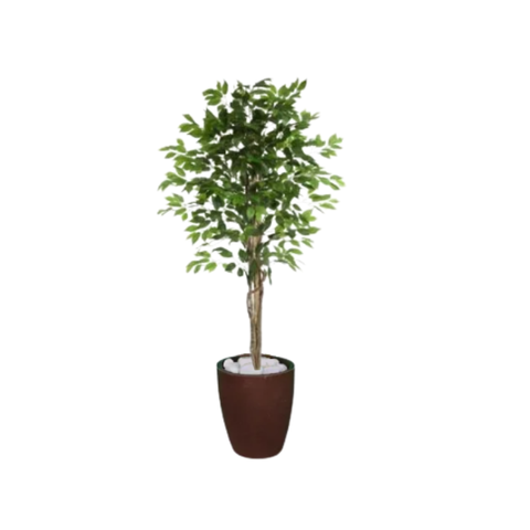 Planta Artificial Ficus Verde 1,50 kit + Vaso S. Marrom 30 cm
