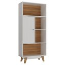 Ver imagem 3 de Estante Livreiro 1 Porta 4 Nichos Offfice Branco/nogal - Hecol