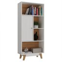 Ver imagem 2 de Estante Livreiro 1 Porta 4 Nichos Offfice Branco/nogal - Hecol