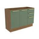 Ver imagem 1 de Gabinete P- Pia Cozinha Balcão Botanic M624 C- 2 Portas e 3 Gavetas S-tampo 120cm Nogueira-verde -