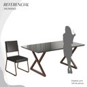 Ver imagem 5 de Conjunto Sala de Jantar Mesa 160x90cm Base Império Tampo MDF Laca com Vidro Napoli Marrom/Preto