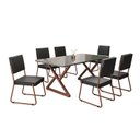 Ver imagem 2 de Conjunto Sala de Jantar Mesa 160x90cm Base Império Tampo MDF Laca com Vidro Napoli Marrom/Preto
