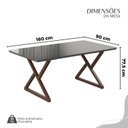 Ver imagem 3 de Conjunto Sala de Jantar Mesa 160x90cm Base Império Tampo MDF Laca com Vidro Napoli Marrom