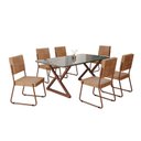 Ver imagem 2 de Conjunto Sala de Jantar Mesa 160x90cm Base Império Tampo MDF Laca com Vidro Napoli Marrom