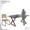 Ver imagem 5 de Conjunto Sala de Jantar Mesa 160x90cm Base Império Tampo MDF Laca com Vidro Napoli Marrom/Creme