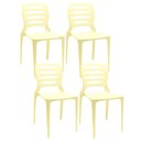 Ver imagem 1 de Kit 04 Cadeiras para Cozinha Área Gourmet Jardim Empilhável Larsen P03 Amarelo - Lyam Decor