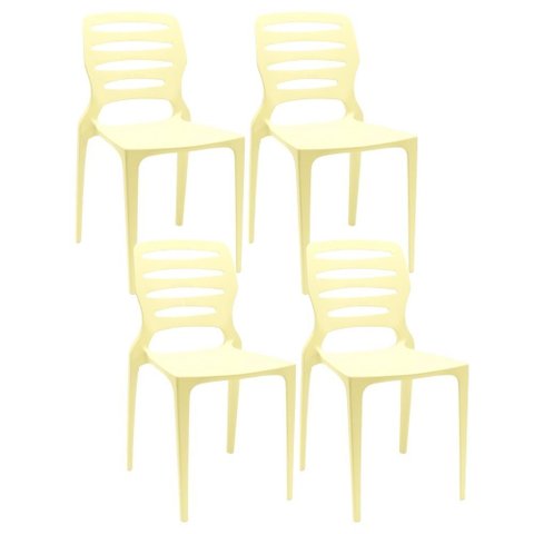 Kit 04 Cadeiras para Cozinha Área Gourmet Jardim Empilhável Larsen P03 Amarelo - Lyam Decor