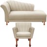 Conjunto Recamier Sofá Divã Chesterfield + Poltrona Iza:Sued Bege - 1