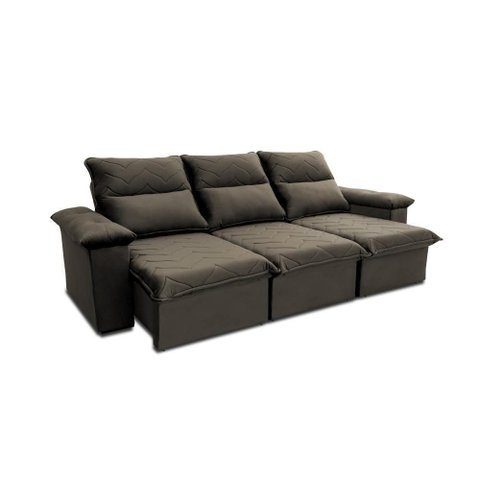 Sofá Retrátil Reclinável Paris 2,30m Suede Velut Marrom Claro Molas Ensacadas - King House