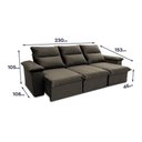 Ver imagem 5 de Sofá Retrátil Reclinável Paris 2,30m Suede Velut Marrom Claro Molas Ensacadas - King House