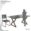 Ver imagem 5 de Conjunto Sala de Jantar Mesa 160x90cm Base Império Tampo MDF Laca com Vidro Napoli Marrom/Grafite