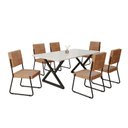 Ver imagem 2 de Conjunto Sala de Jantar Mesa 160x90cm Base Império Tampo MDF Laca com Vidro Napoli Preto/Marrom