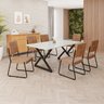 Conjunto Sala de Jantar Mesa 160x90cm Base Império Tampo Mdf Laca com Vidro Napoli - 1