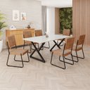 Ver imagem 1 de Conjunto Sala de Jantar Mesa 160x90cm Base Império Tampo MDF Laca com Vidro Napoli Preto/Marrom