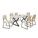 Ver imagem 2 de Conjunto Sala de Jantar Mesa 160x90cm Base Império Tampo MDF Laca com Vidro Napoli Preto/Creme