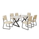 Ver imagem 2 de Conjunto Sala de Jantar Mesa 160x90cm Base Império Tampo Mdf Laca com Vidro Napoli