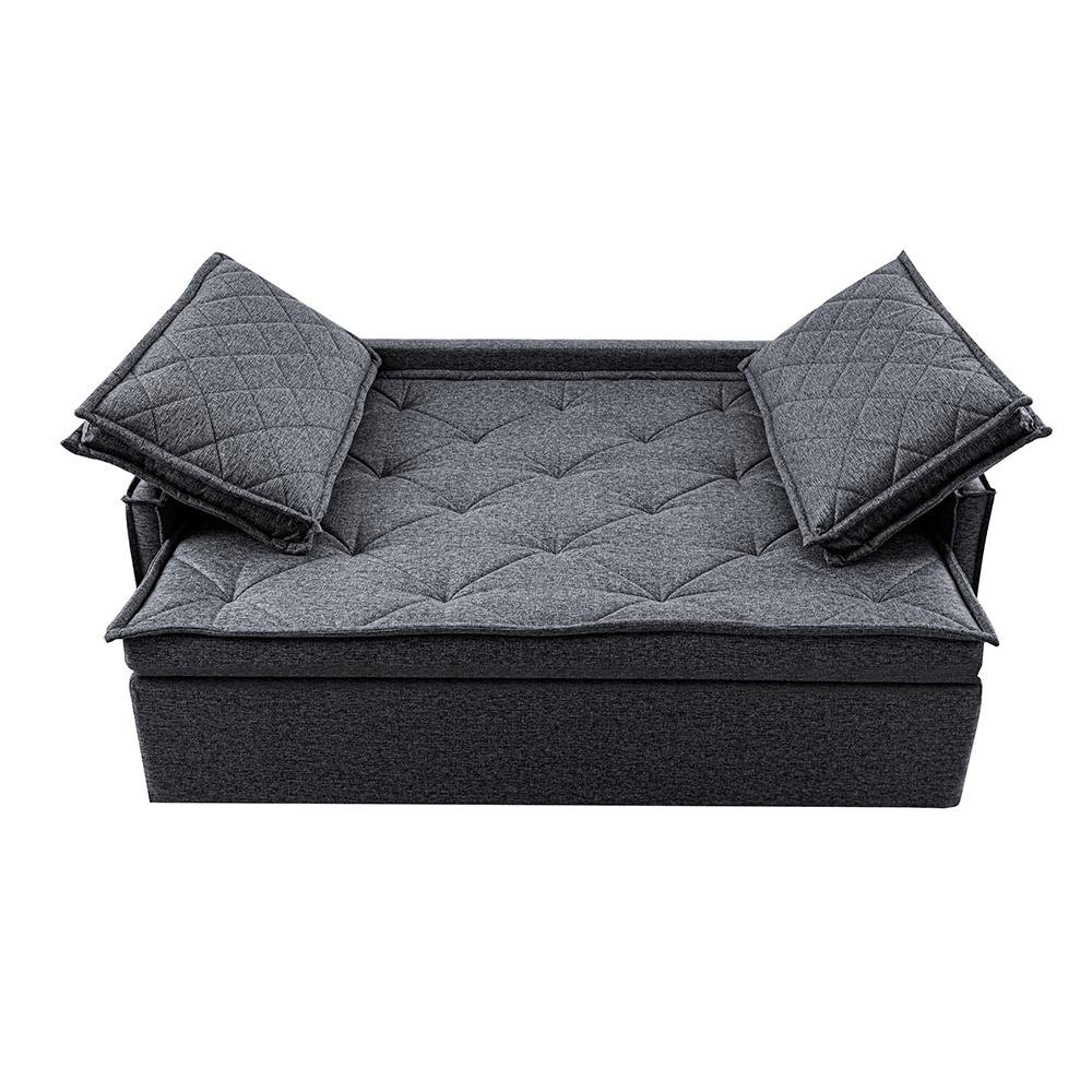 Sofá Sem Caixa Retrátil e Reclinável 1,65m Cama inBox Loft Linho Cinza Escuro - 5