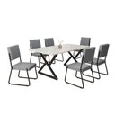 Ver imagem 2 de Conjunto Sala de Jantar Mesa 160x90cm Base Império Tampo Mdf Laca com Vidro Napoli