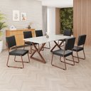 Ver imagem 1 de Conjunto Sala de Jantar Mesa 160x90cm Base Império Tampo MDF Laca com Vidro Napoli Marrom/Preto