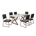 Ver imagem 2 de Conjunto Sala de Jantar Mesa 160x90cm Base Império Tampo MDF Laca com Vidro Napoli Marrom/Preto