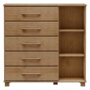 Ver imagem 5 de Conjunto Quarto: Guarda-roupa 5 Portas, Cômoda Sapateira 5 Gavetas Freijó Ouro Madeira Pinus - Fines
