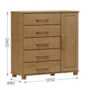 Ver imagem 4 de Conjunto Quarto: Guarda-roupa 5 Portas, Cômoda Sapateira 5 Gavetas Freijó Ouro Madeira Pinus - Fines