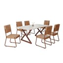 Ver imagem 2 de Conjunto Sala de Jantar Mesa 160x90cm Base Império Tampo Mdf Laca com Vidro Napoli