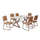 Ver imagem 2 de Conjunto Sala de Jantar Mesa 160x90cm Base Império Tampo MDF Laca com Vidro Napoli Marrom